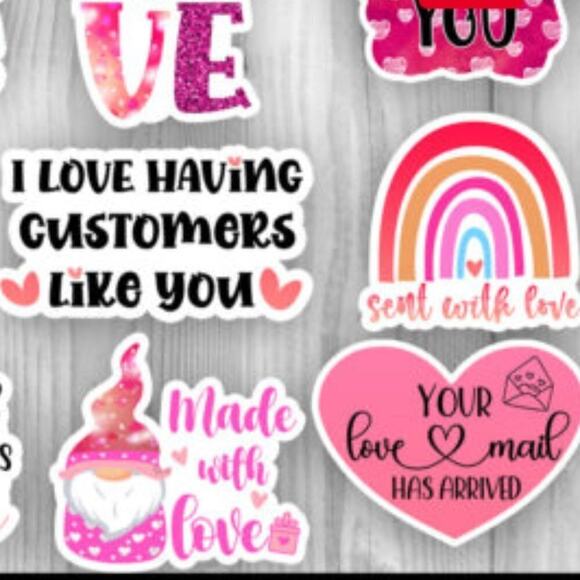Handmade 50 Valentine's Day Small Business Package Stickers - Picture 3 of 8